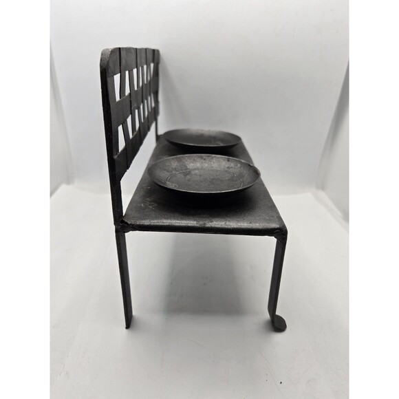 Metal Sculpture Weaved Bench Candle Holder - Picture 4 of 9